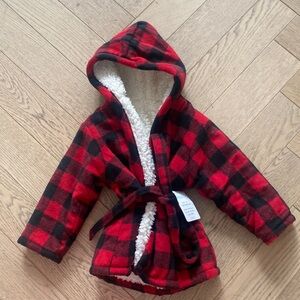 Indigo baby plaid robe